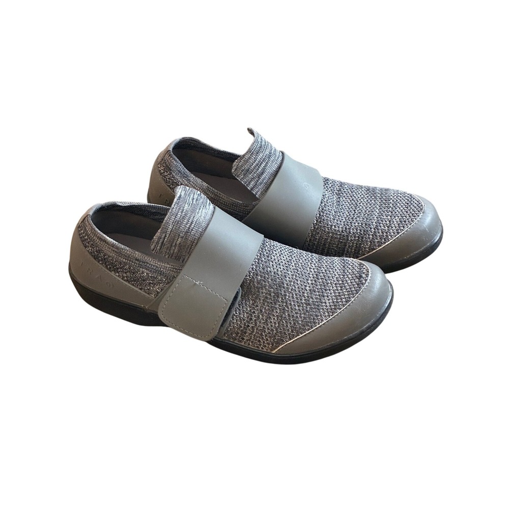 Alegria TRAQ Qarma Grey Knit Walking Shoes Womens 9.5 Adjustable Strap Sneakers